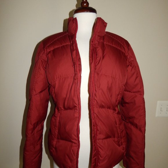 EDDIE BAUER Red Premium Goose Down Jack Coat Winter SIZE SMALL - Picture 1 of 4